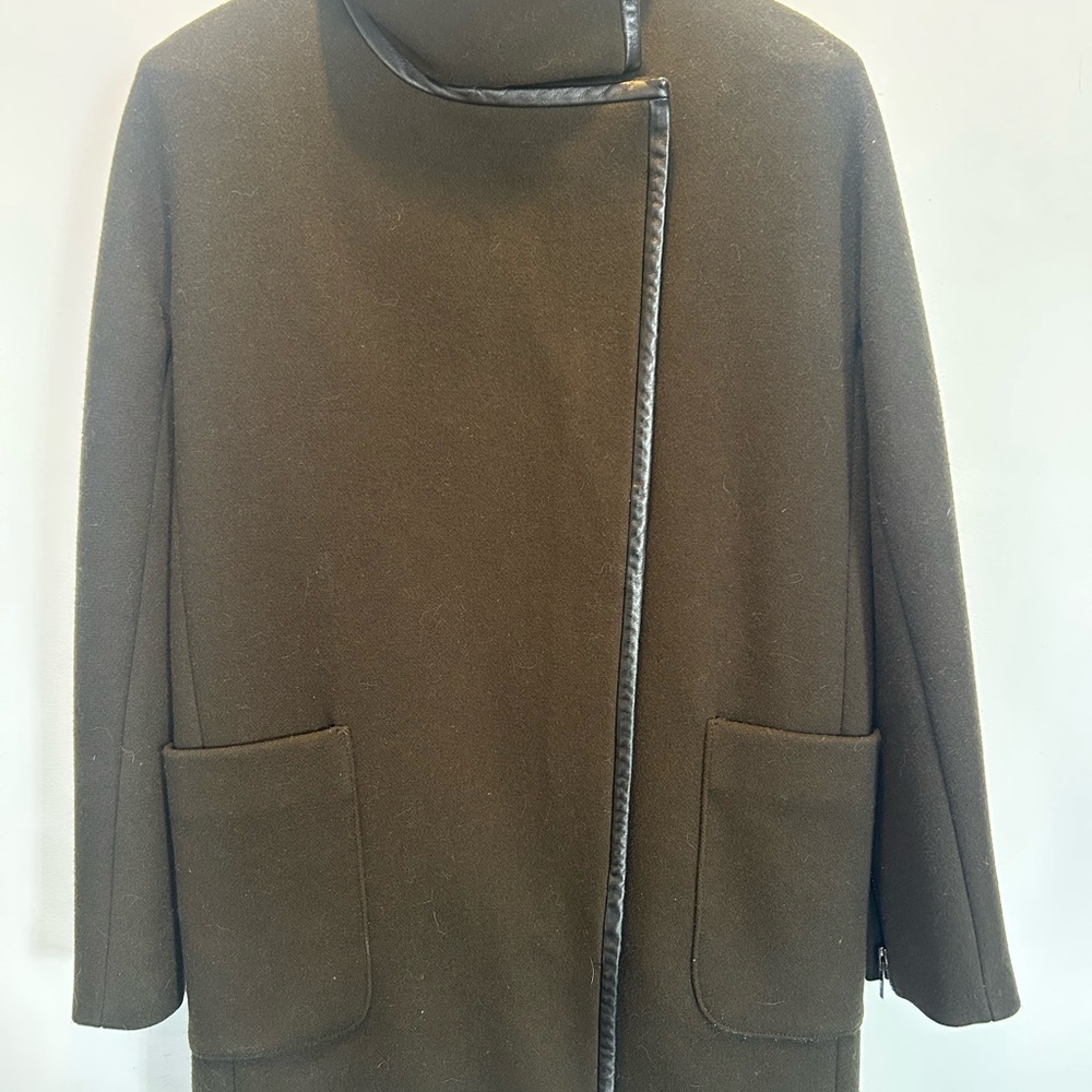 Madewell Olive Trench Coat with Black Trim